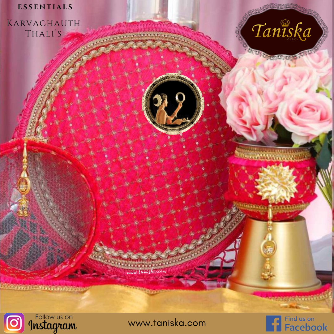 Karvachauth Thali Set - (Hot Pink with Lariya, Karwa Chauth) - Available for Pre-Order