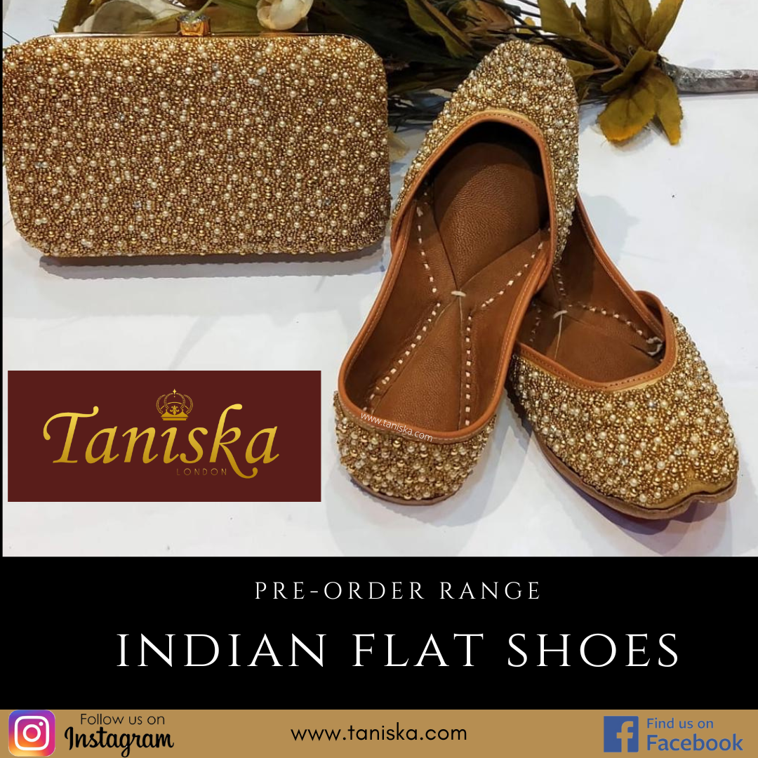 Punjabi Jutti & Matching Clutch Bag (Indian Flat Sandles, Khusa) - on Pre-Order Only