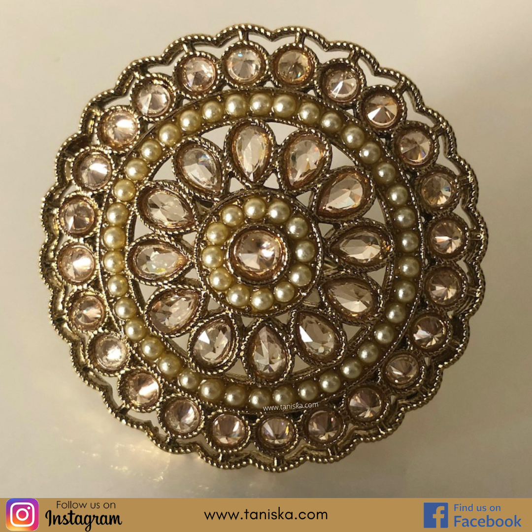 Antique Gold Plated Adjustable Ring - Gold