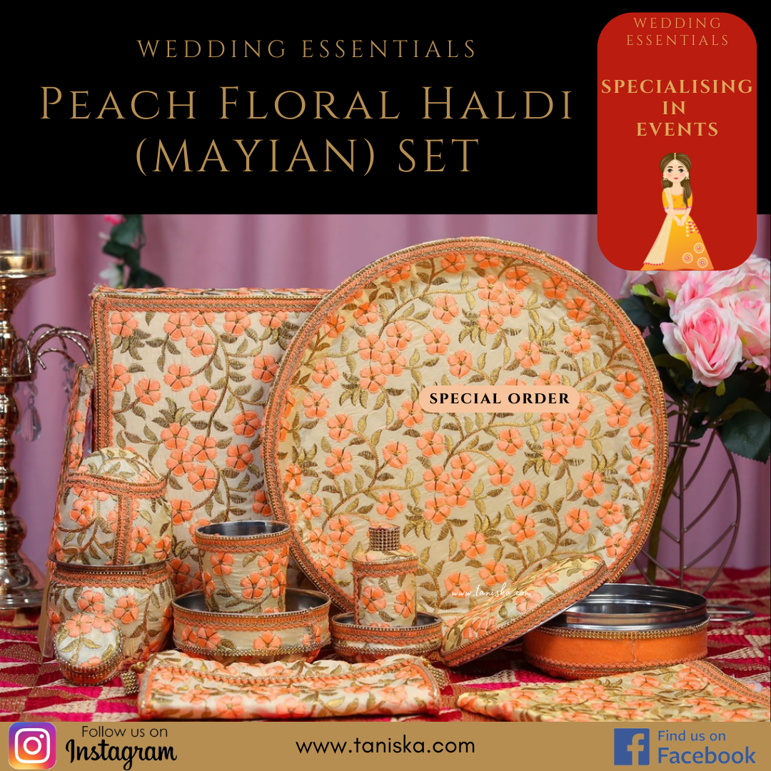 Haldi / Mayian Fatti Full Set - Peach Floral Design - PRE-ORDER