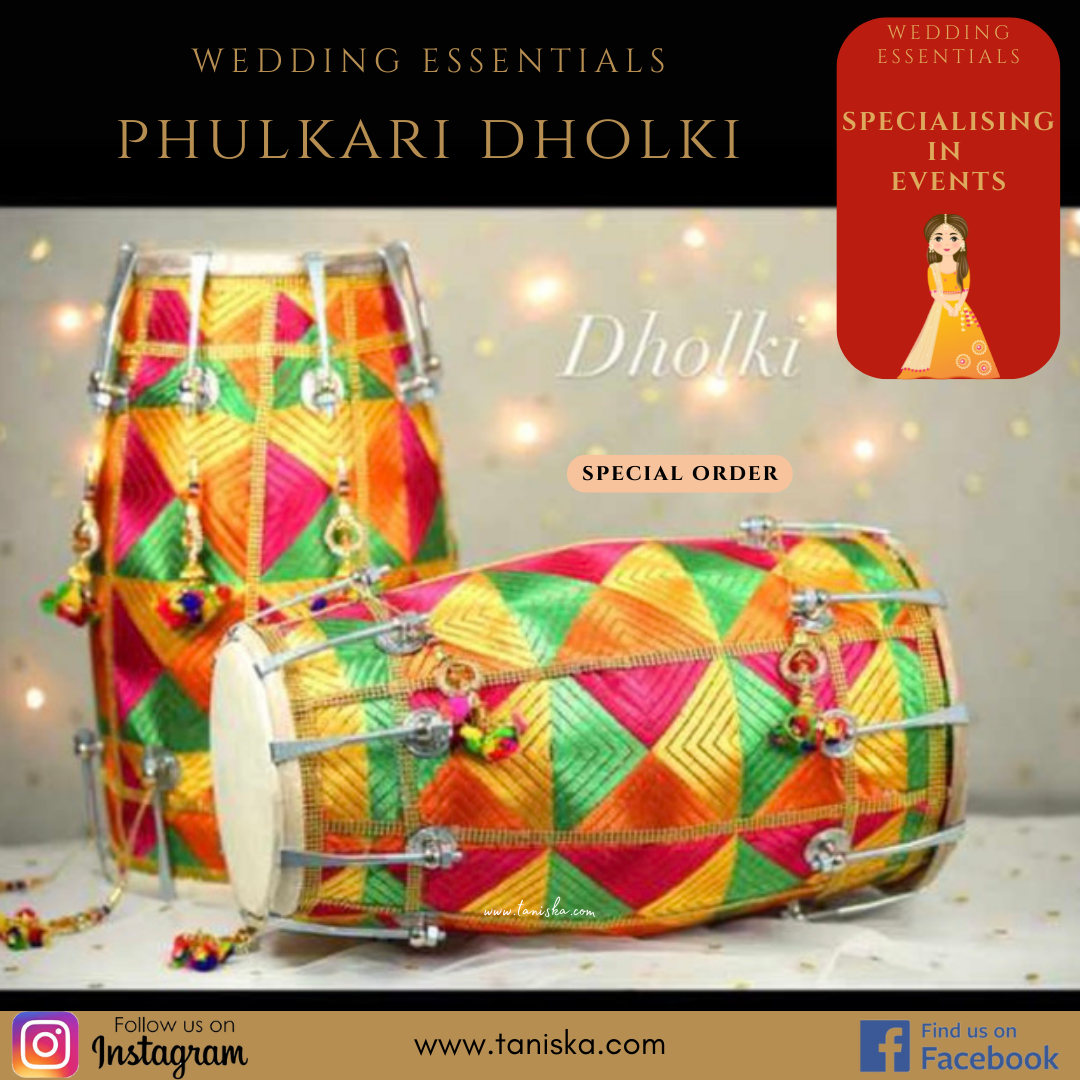 Phulkari Decorative Dholki - Event Decorations - Pre-Order Design