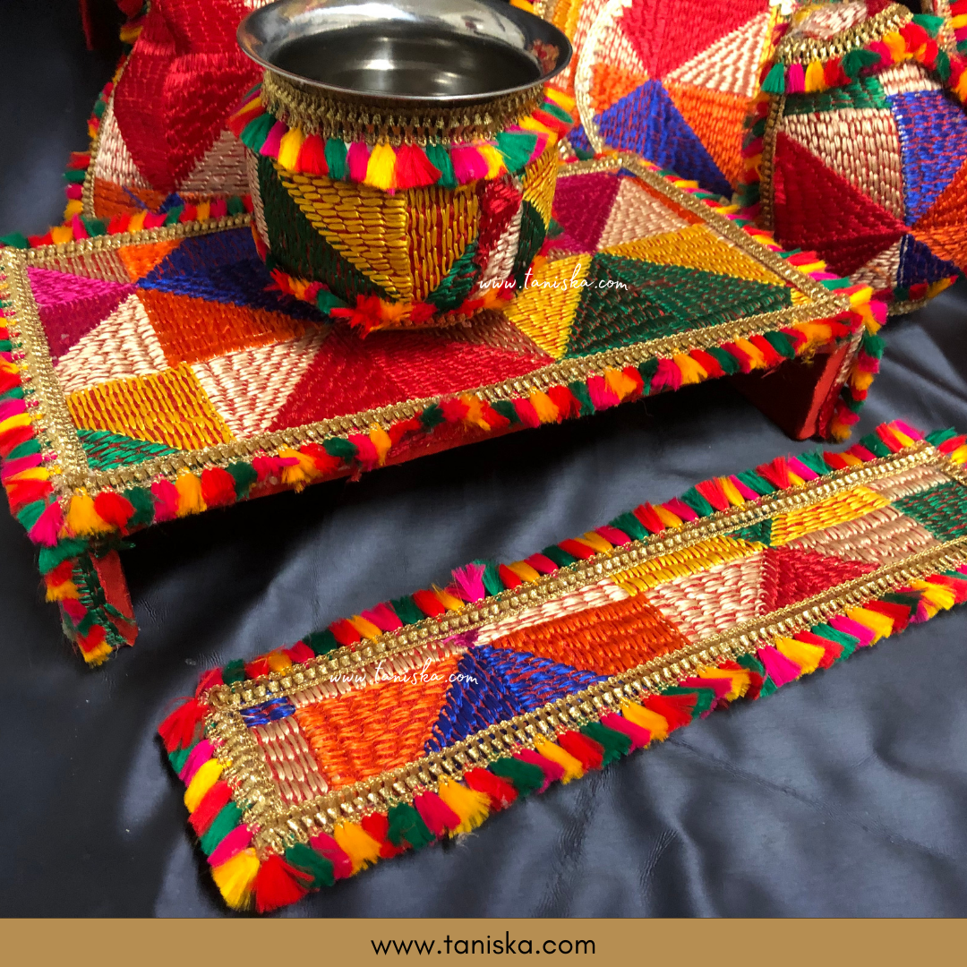 New LED Jaggo (with Bells/Ghungroo) & Matching Mayian Set COMBO DEAL (Phulkari Print) - Available for Pre-Order