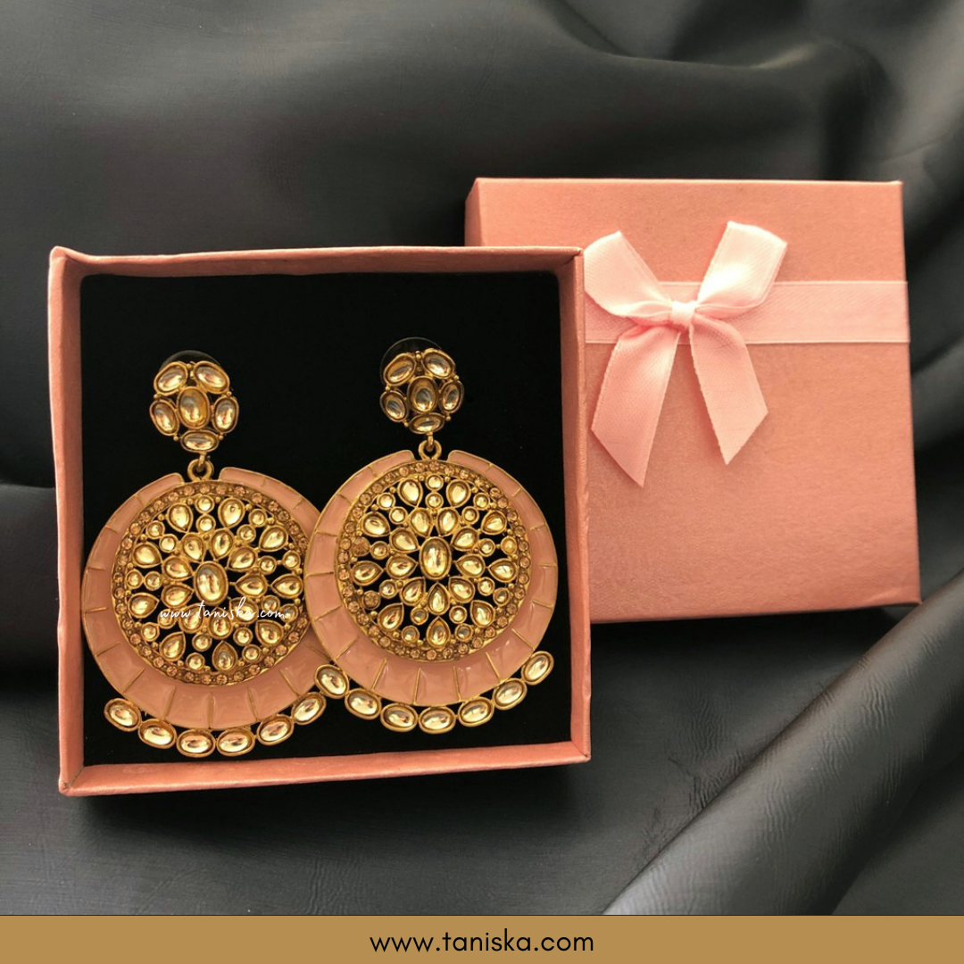 MISHCA Meenakari Earrings - Peachy Taupe