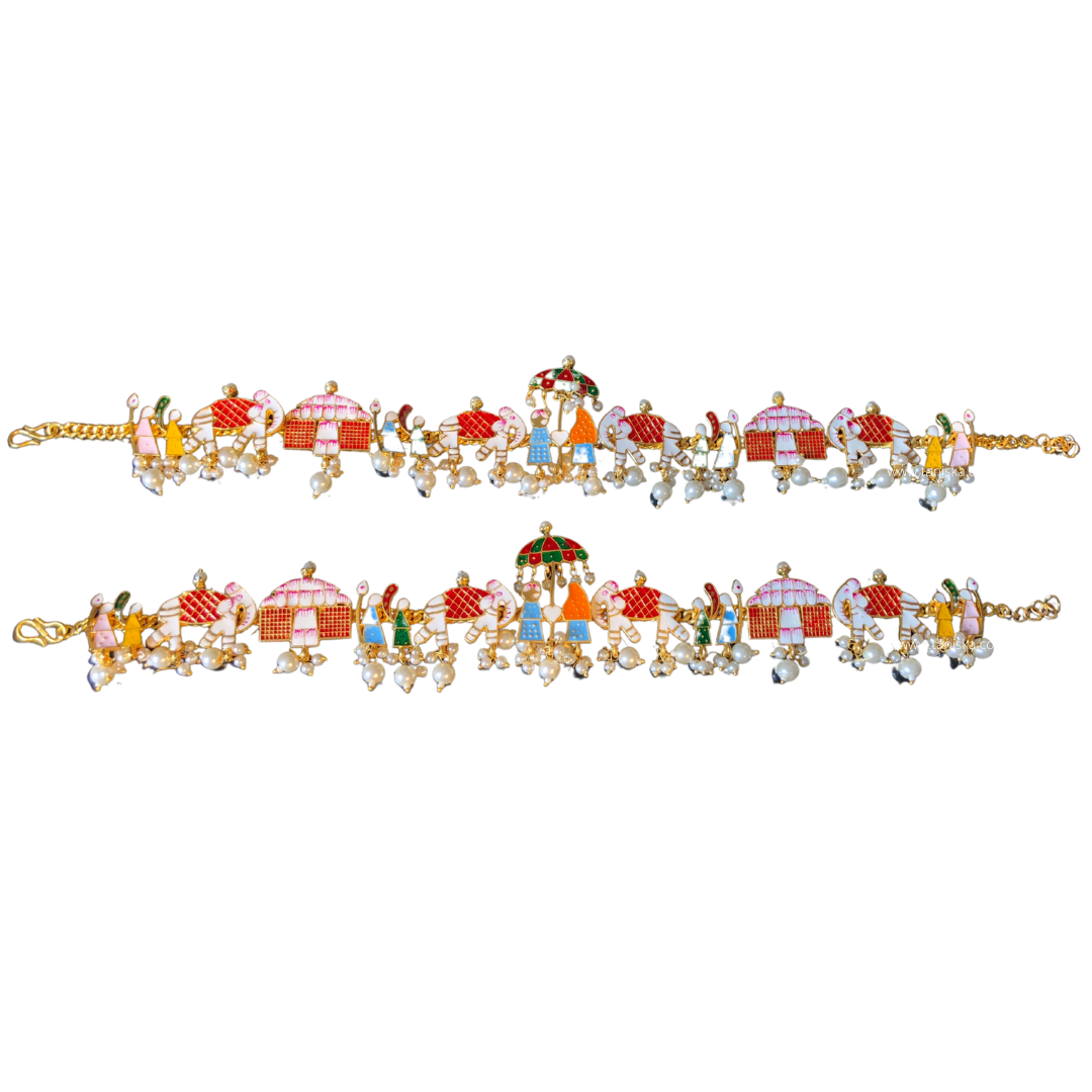 DHOLI Payal - Baraat Anklets (Orange & Blue Tones)