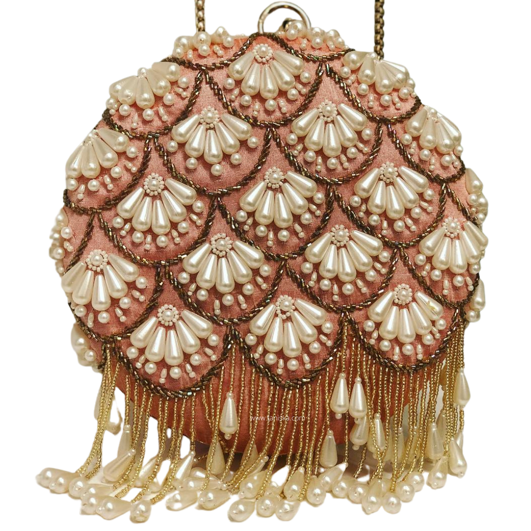 AADHILA Pearly Peach Clutch Bag