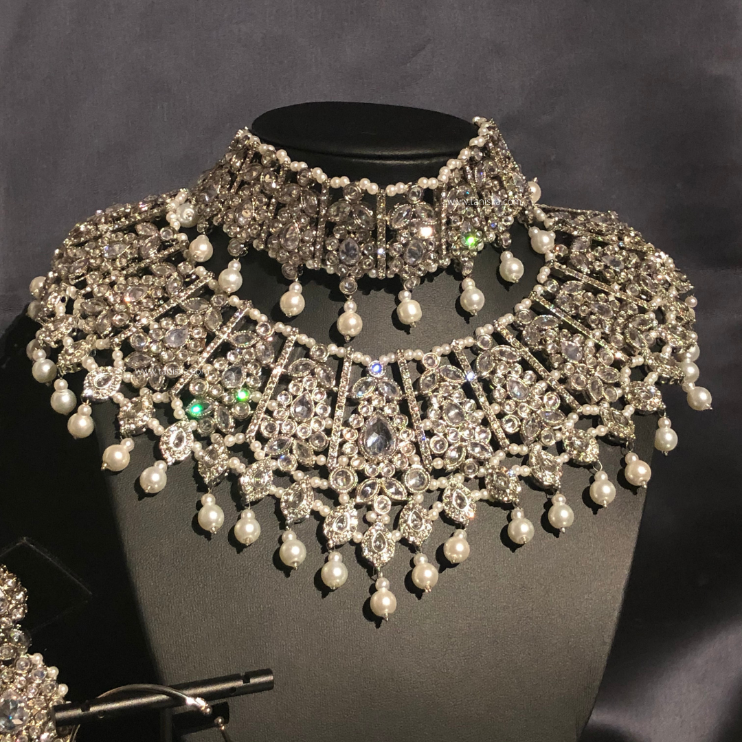 KAIRA Silver Bridal Necklace Set Bundle
