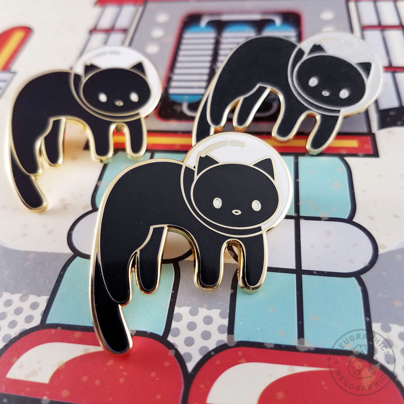 Seconds Black Space Cat Enamel Pin – Meugraphics