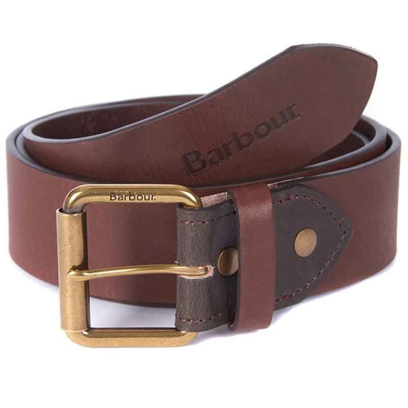 barbour contrast leather belt brown