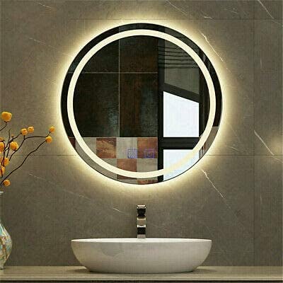 Led Wall Mirror with Imported Touch Sensor Led Mirror + Long Press Dimmer + 2 Touch Warm Light + White Light Led Mirror for Bathroom , Drawing Room (24x18 Inch)