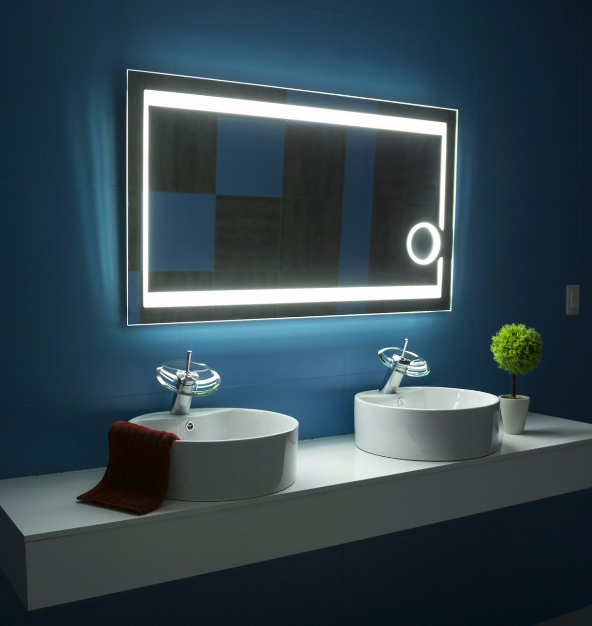SmileSellers 3D Glam Glass LED Bathroom Mirror With White Light-Wall Mounted Backlit24x48 Inch