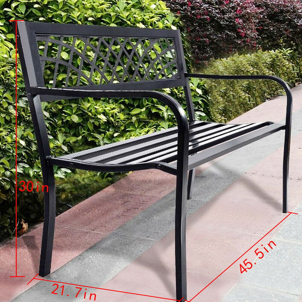 Patio Park Garden Bench Porch Path Chair Outdoor Deck Steel Frame New 