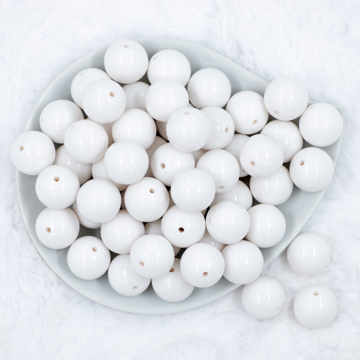 20mm White Crackle Chunky Bubblegum Beads Set of 10 C59
