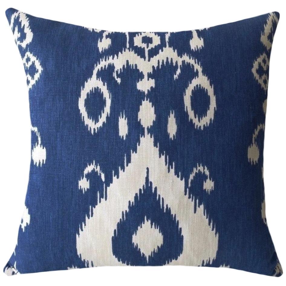 blue ikat pillow