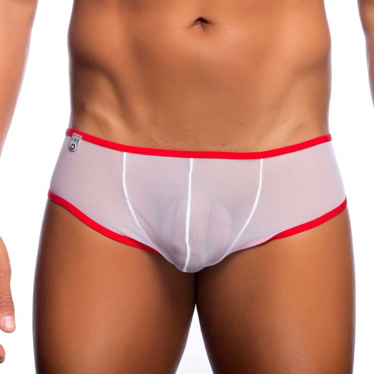 Mens Sheer Mesh Cheek Boxer Brief White 