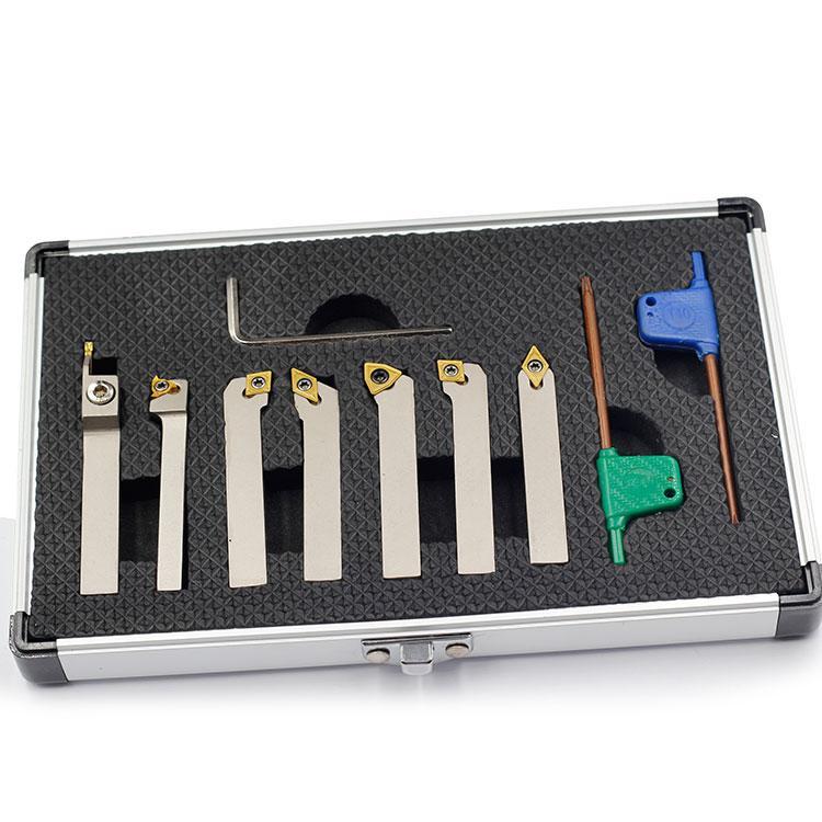 1/2" Indexable Turning Tool 7pc Set With Carbide Inserts Tool Bit Lathe Set 