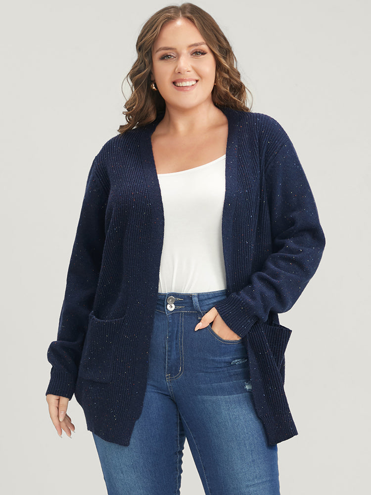 

Solid Pointelle Knit Pocket Open Front Heather Cardigan BloomChic, Midnight
