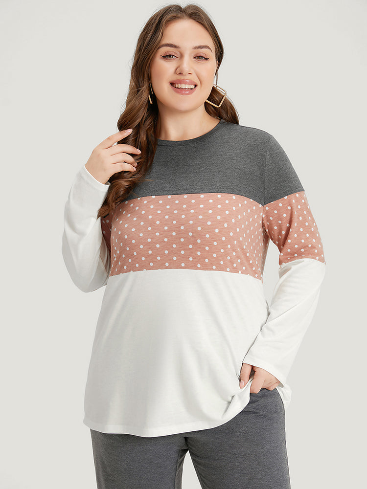 

Polka Dot Contrast Patchwork Long Sleeve Top BloomChic, Multicolor