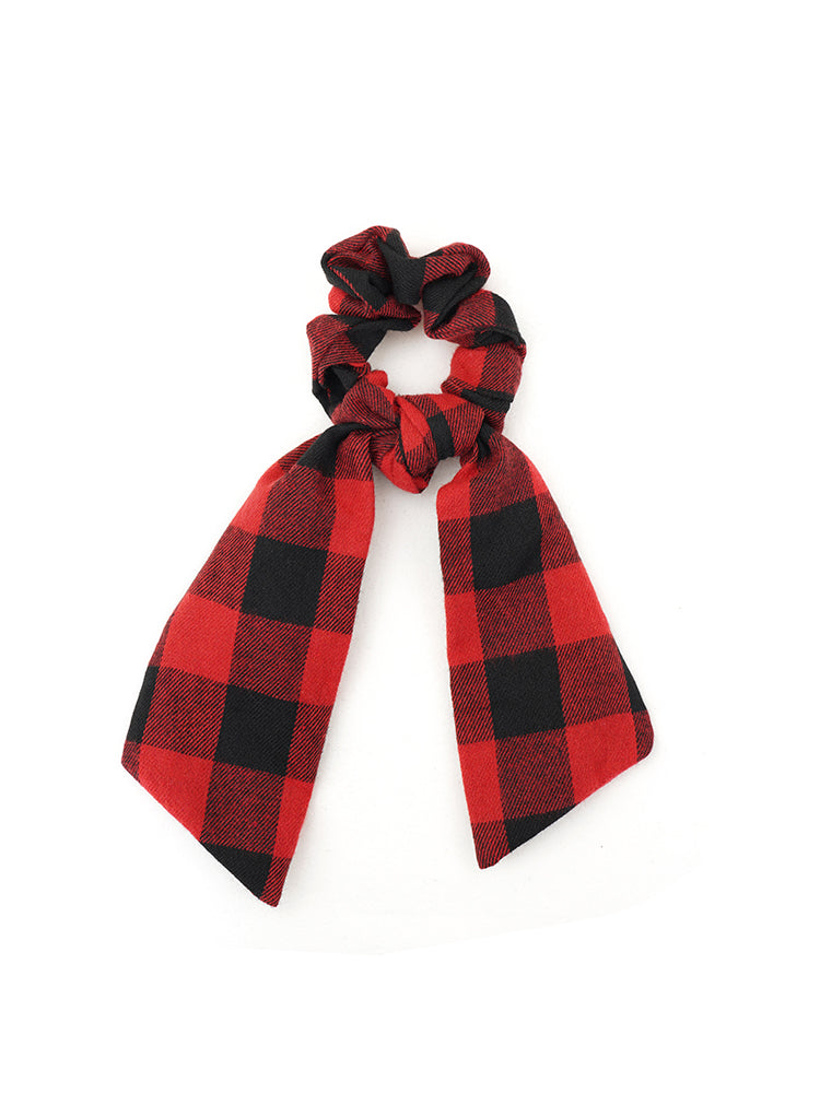 

Plus Size Hair Accessories | Christmas Plaid Print Elastic Hair Accessorie | BloomChic, Crimson