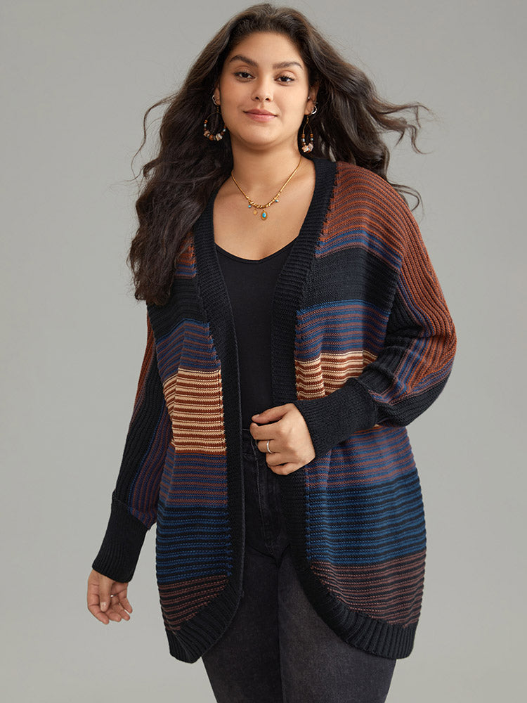 

Plus Size Cardigans | Colorblock Heather Batwing Sleeve Curved Hem Cardigan | BloomChic, Multicolor