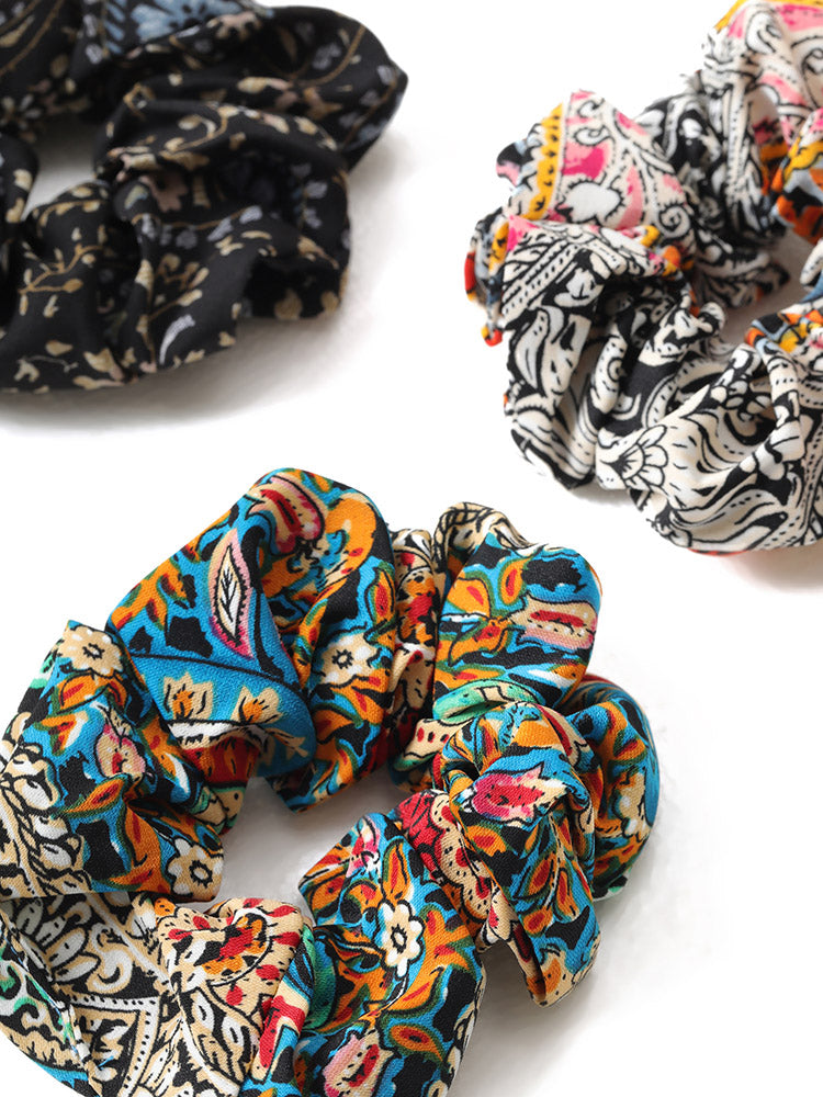 

Plus Size Hair Ties | 3pcs Chiffon Colored Floral & Bandana Print Hair Ties | BloomChic, Multicolor