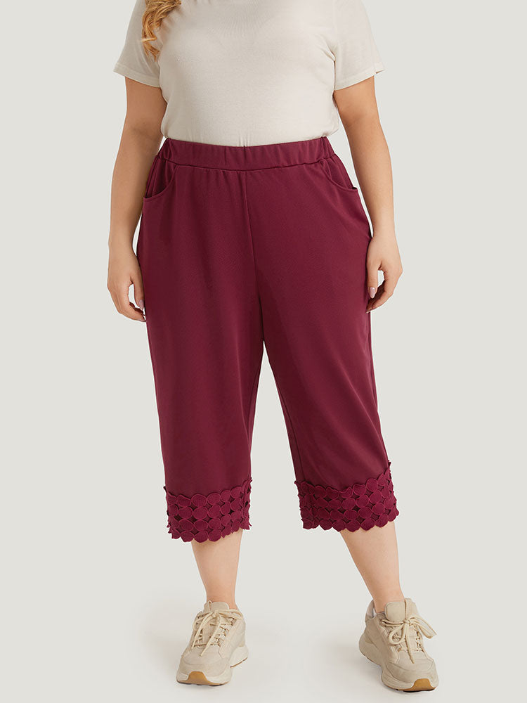 

Plus Size Women Dailywear Plain Plain High Rise Pocket Casual Pants BloomChic, Burgundy