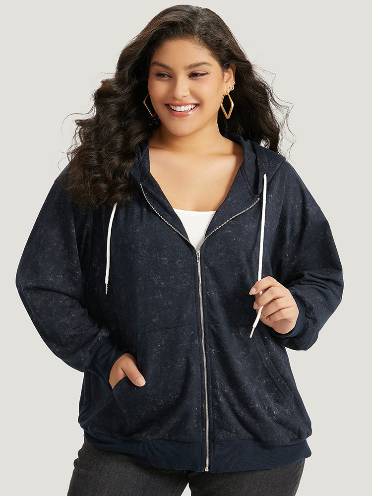 

Plus Size Women Everyday Plain Zipper Regular Regular Sleeve Long Sleeve Hooded Pocket Casual Sweatshirts BloomChic, Midnight