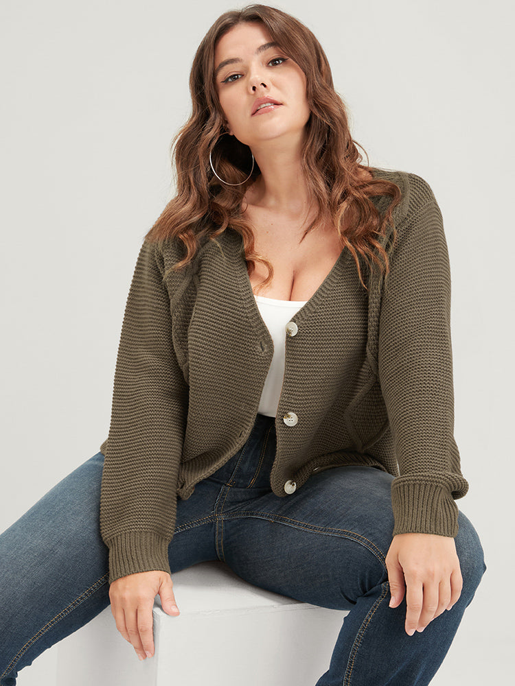 

BloomChic Cardigans Solid Solid Button Regular Cardigans, Tan