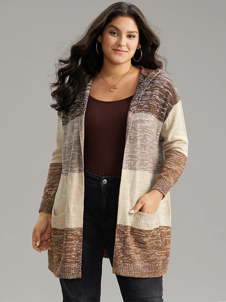 

Plus Size Cardigans | Heather Colorblock Hooded Pocket Cardigan | BloomChic, Multicolor