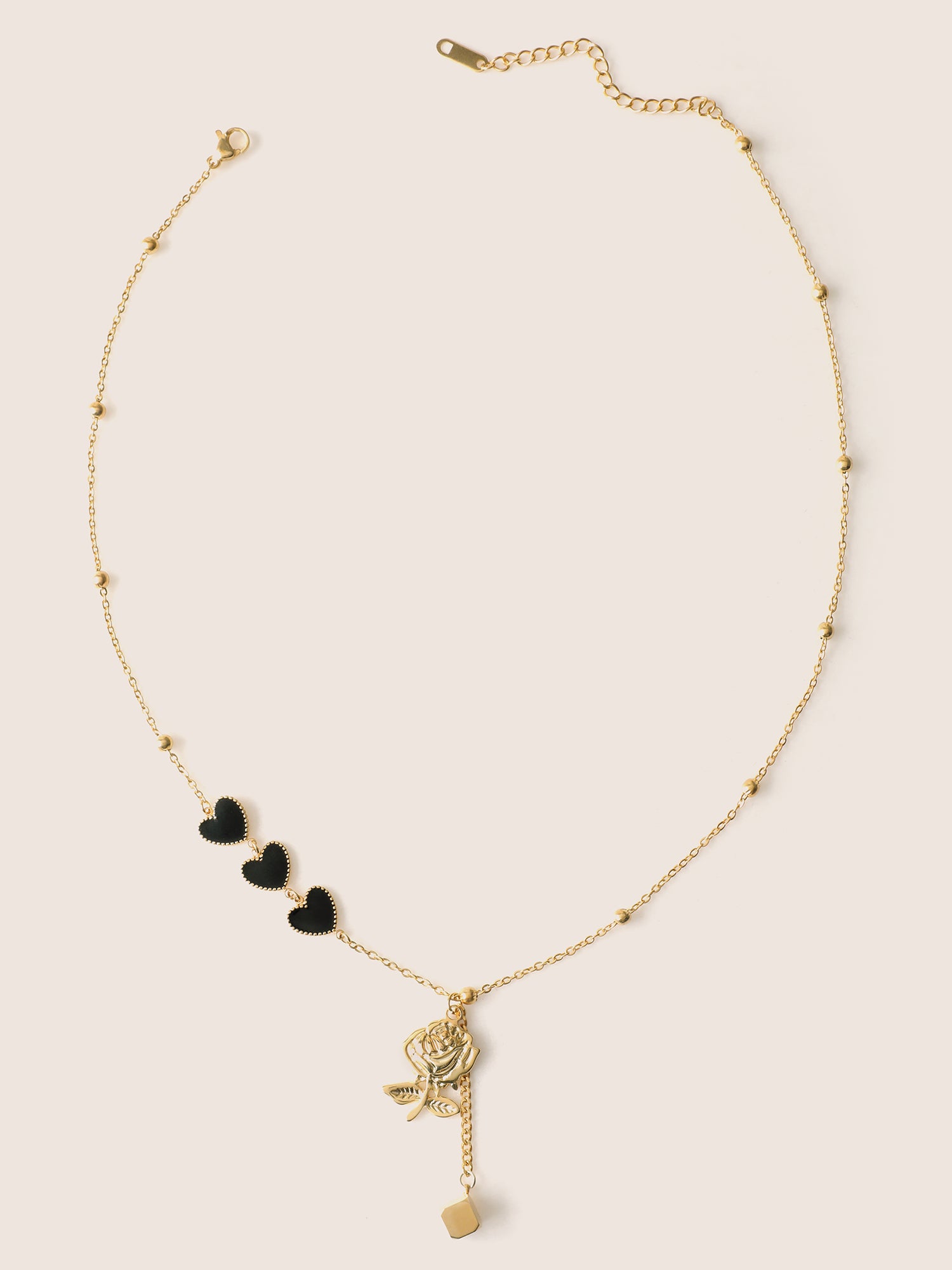 

Plus Size Necklaces | Heart Rose Pendant Adjustable Necklace | BloomChic, Gold