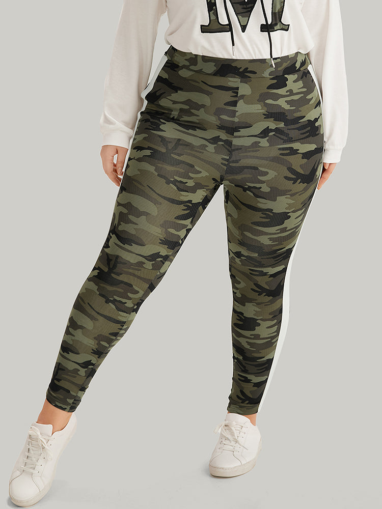 

Plus Size Two-Piece Knit Bottoms | Camo Patchwork Contrast Two-Piece Knit Bottom | BloomChic, Multicolor