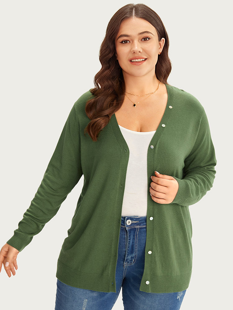 

Supersoft Essentials Plain Button Detail Very Stretchy Cardigan BloomChic, Moss