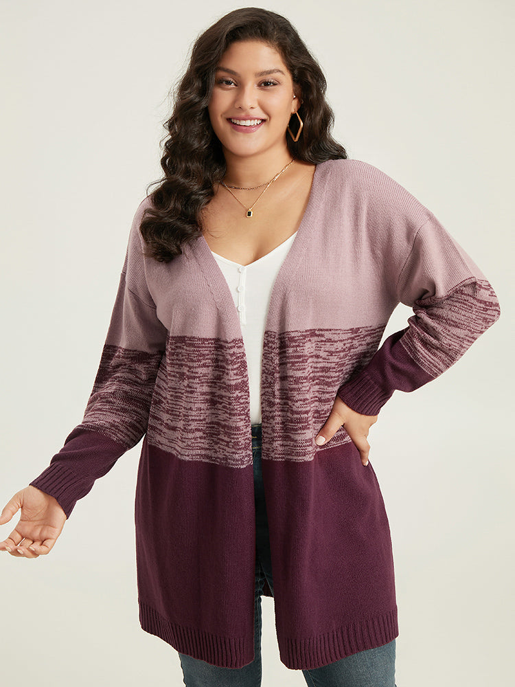 

Plus Size Cardigans | Anti-Pilling Contrast Heather Open Front Cardigan | BloomChic, Burgundy
