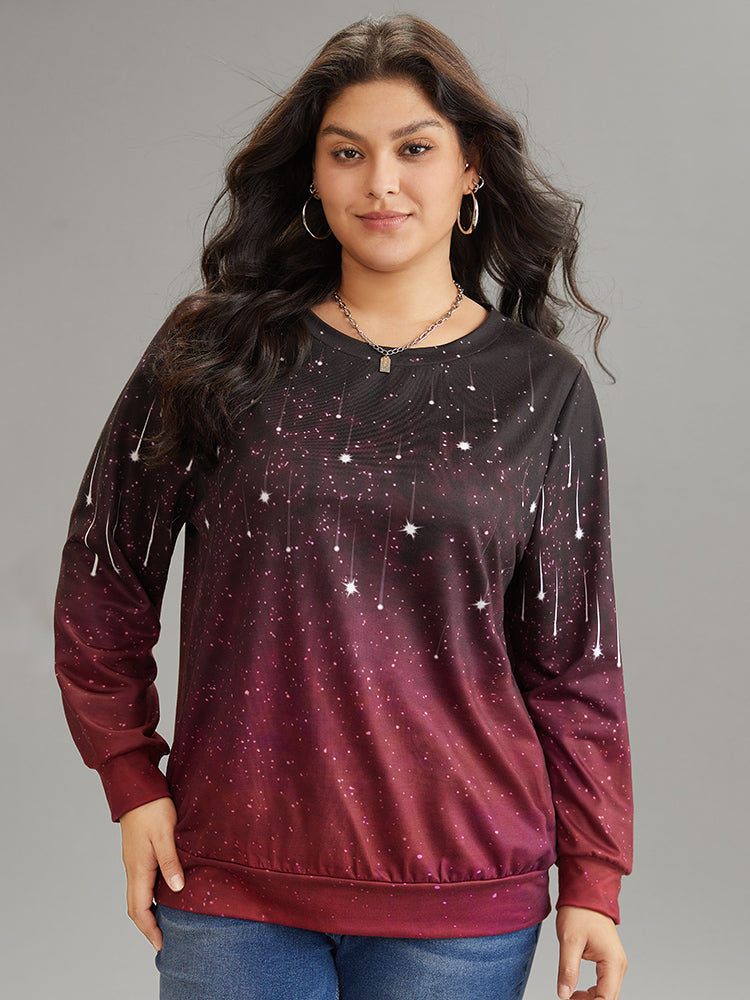 

Plus Size Women Dailywear Ombre Printed Regular Regular Sleeve Long Sleeve Round Neck Casual Sweatshirts BloomChic, Multicolor