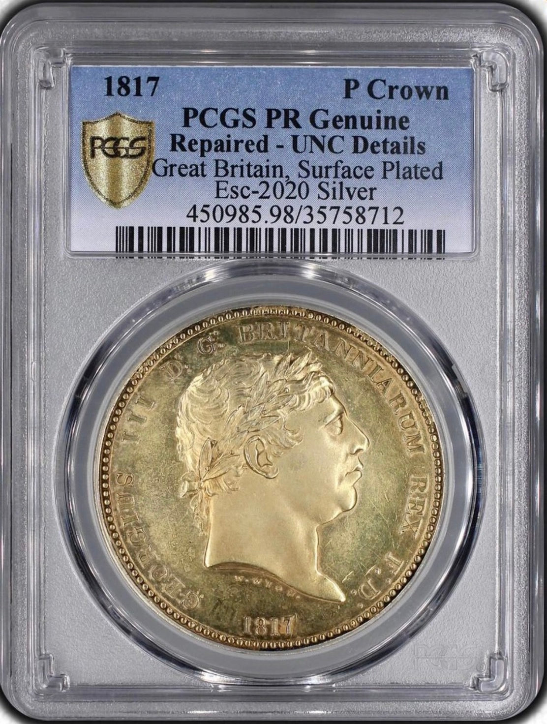 PCGS AU Detail』イギリスジョージ3世クラウン銀貨 【お1人様1点限り