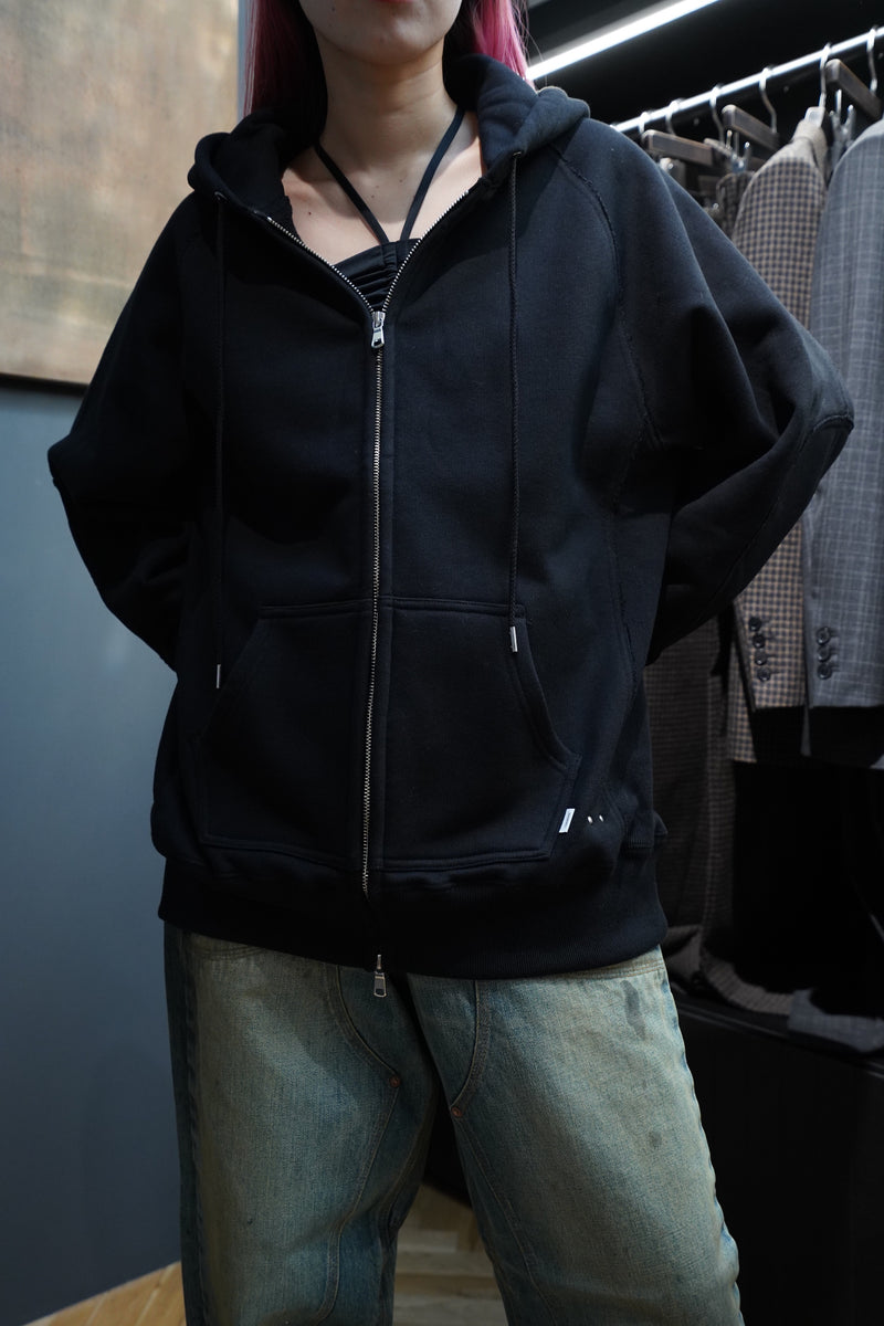 SUGARHILL（シュガーヒル）のZIP-UP RAW EDGE HOODIE(BLACK