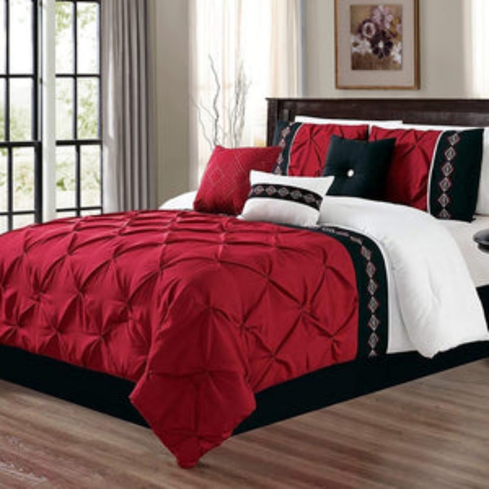 red pintuck duvet cover