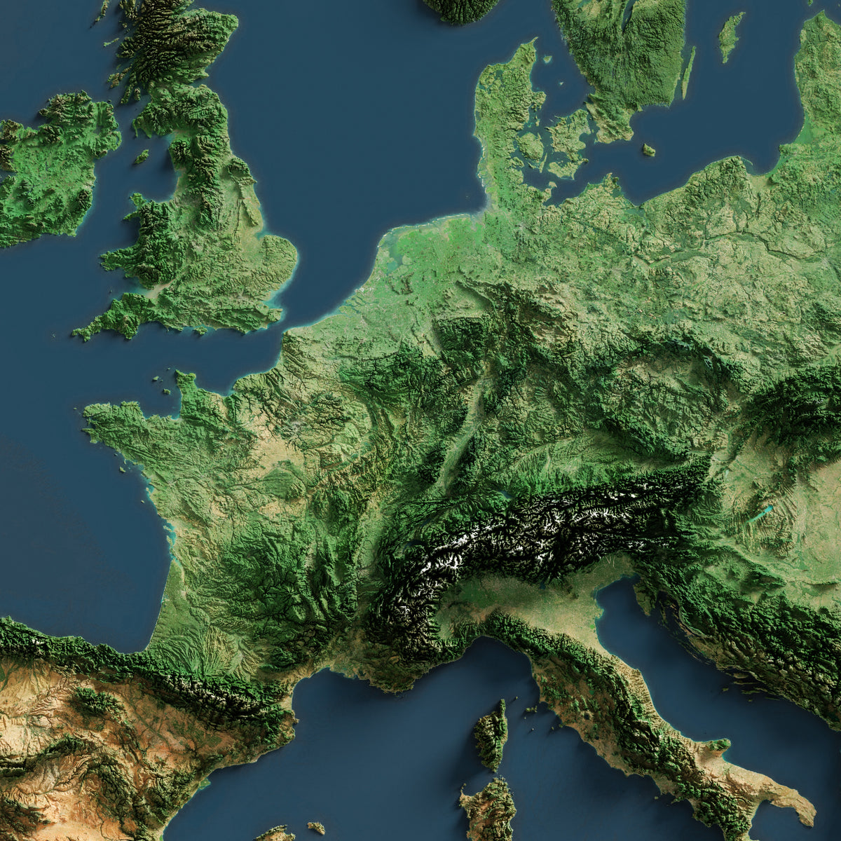 Europe Imagery Shaded Reliefn Visual Wall Maps Studio