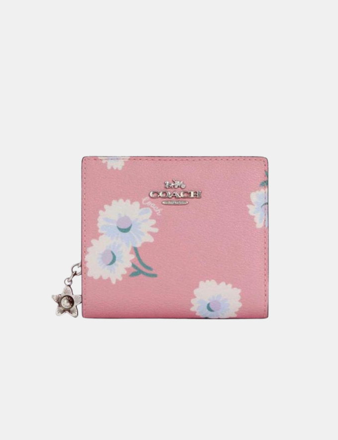 boxed snap wallet with daisy print