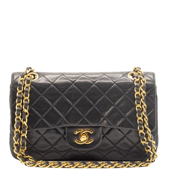 Chanel Gold Quilted Metal & Black Lambskin Mini Vanity Bag - Handbag | Pre-owned & Certified | used Second Hand | Unisex
