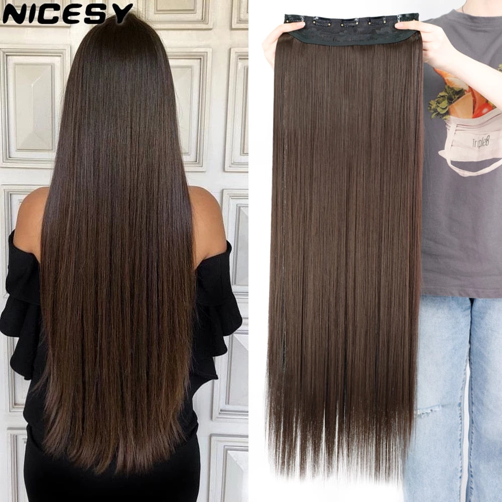 Synthetic Long Straight Hairstyles Synthetic 5 Clip In Hair Extension –  