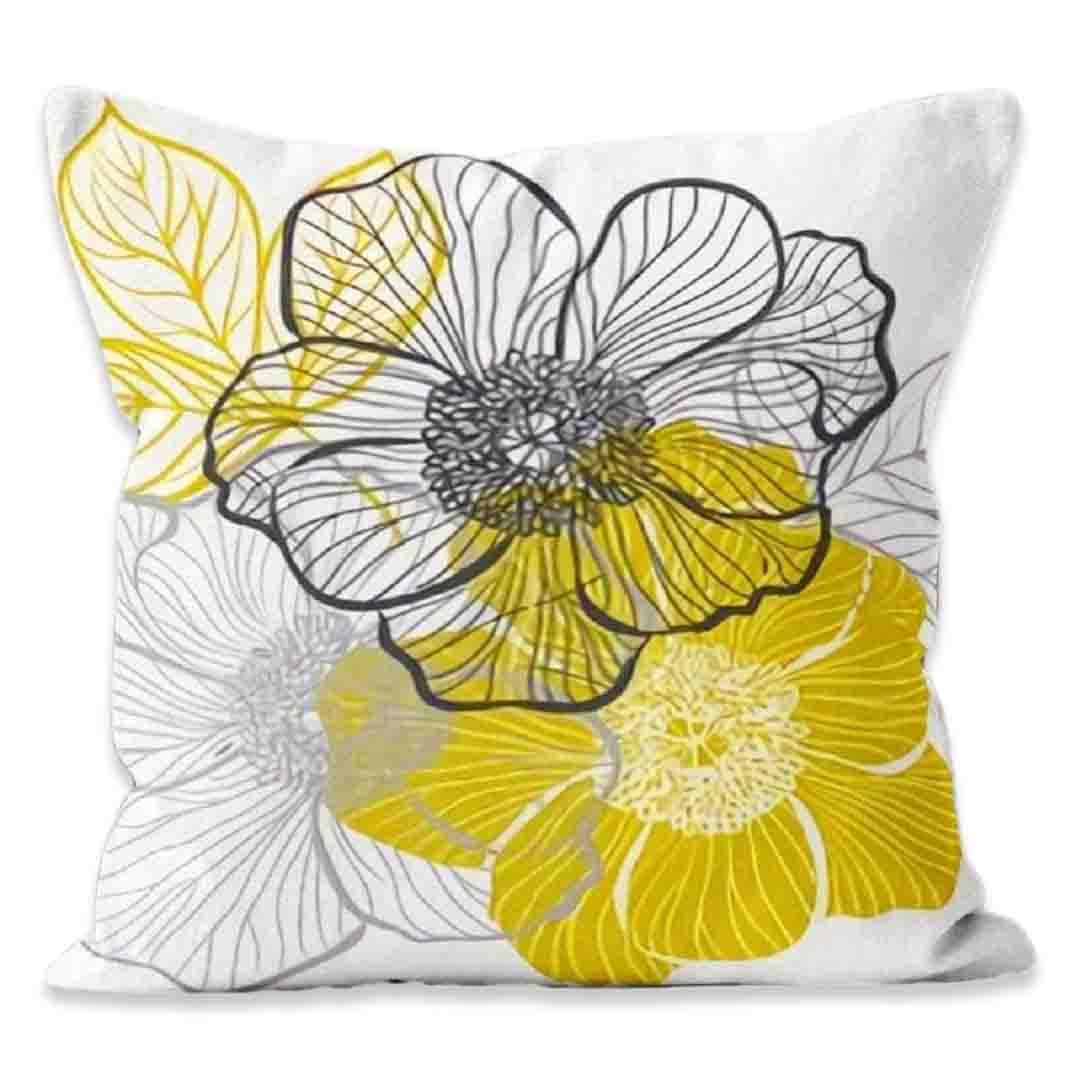 Elegant Square Velvet Pillow Cushion Cover Floral Poppy Double Sides 