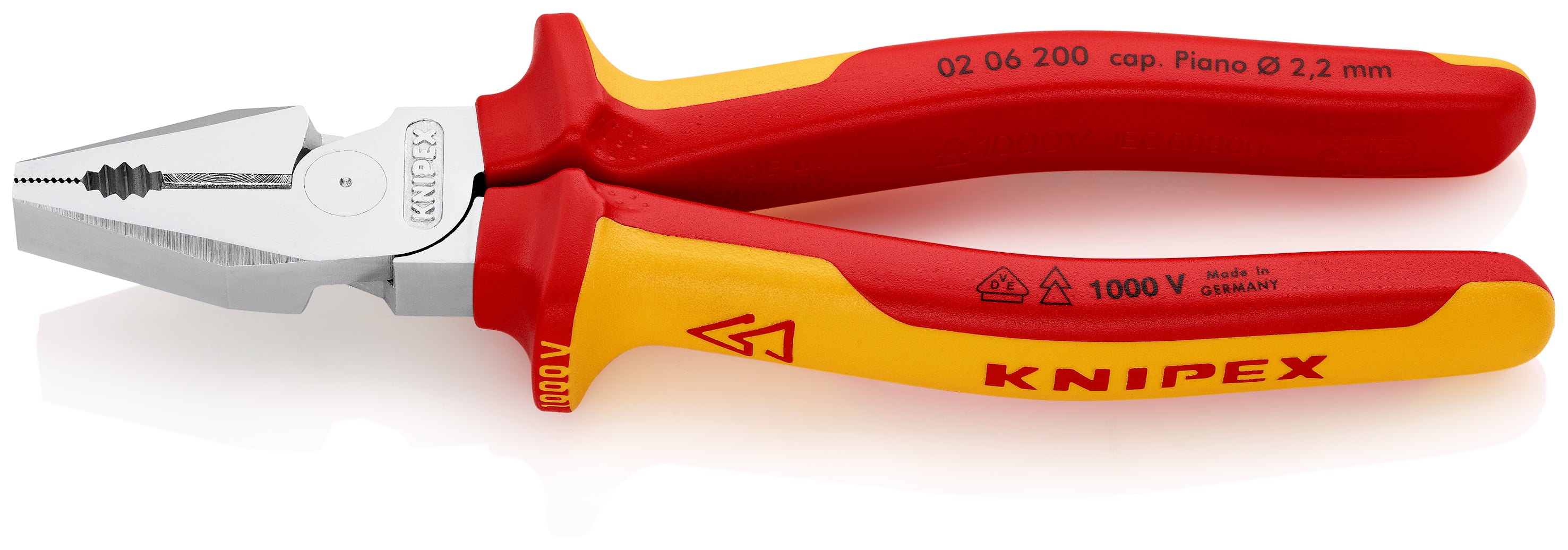 KNIPEX 02 06 180 INSULATED HIGH LEVERAGE COMBINATION PLIERS VDE 1000v Germany 