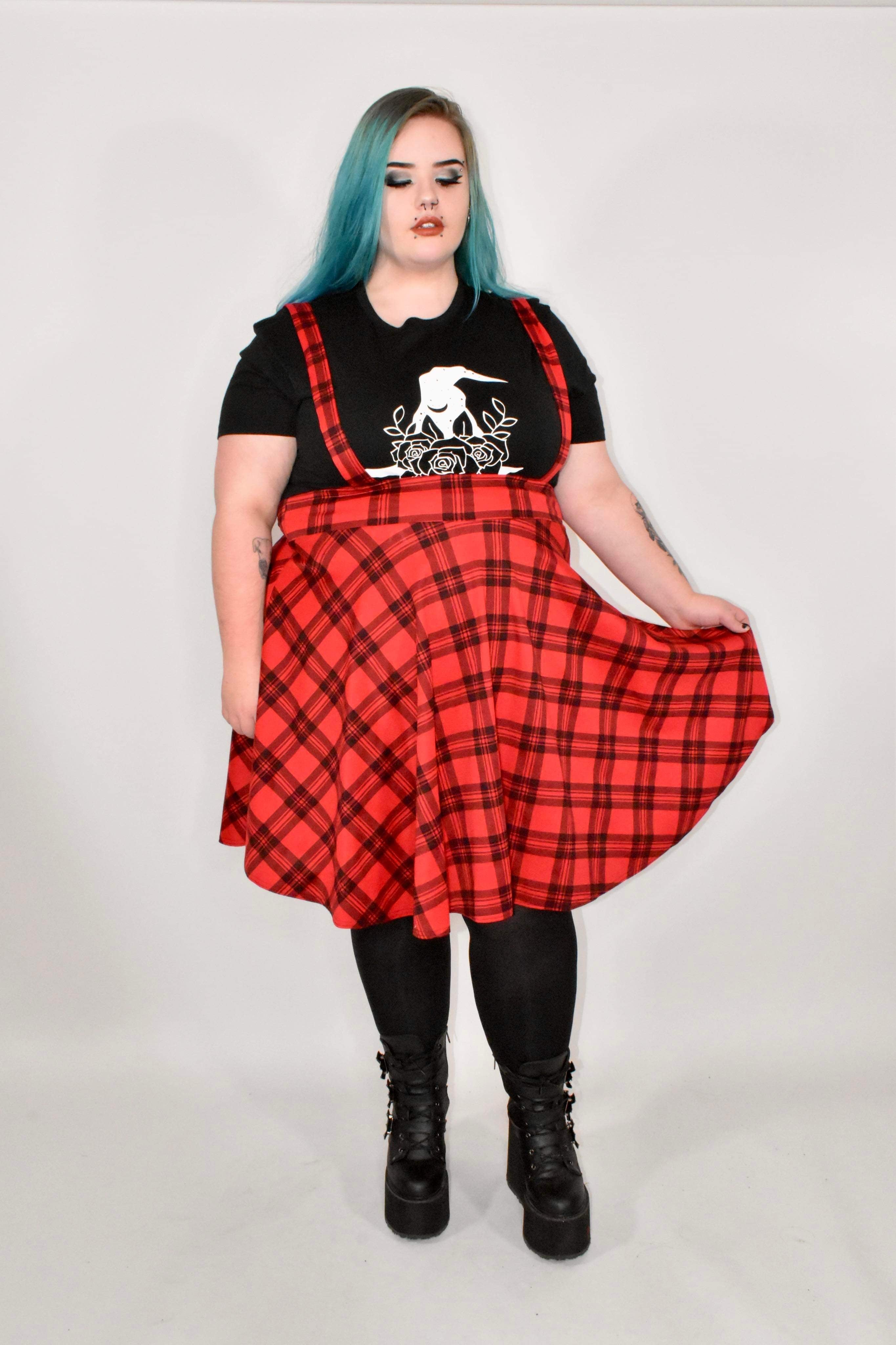 plus size suspender skater skirt