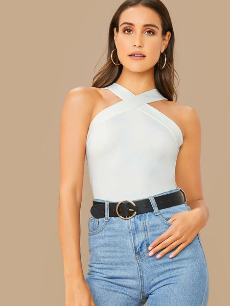 Shein Bae Form Fitting Crisscross Halter Top Onehub 2835