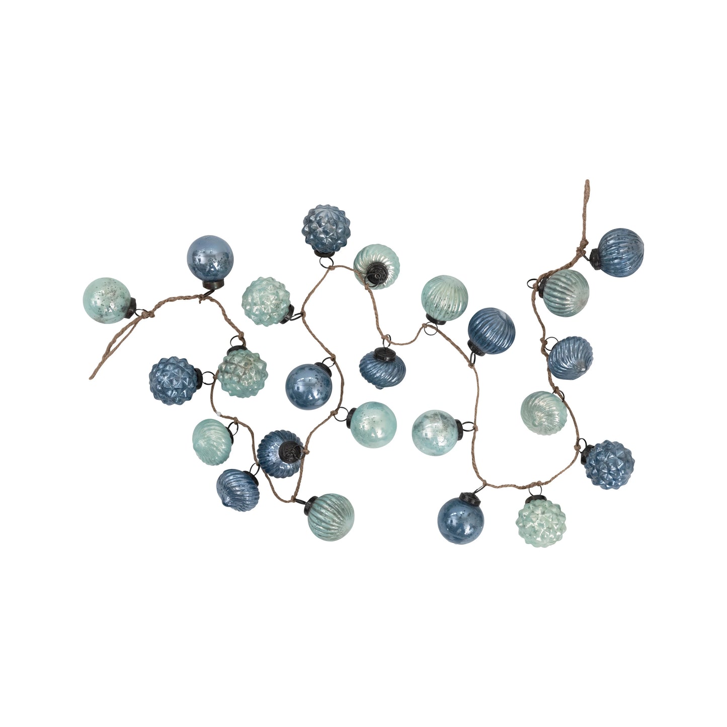 72"L Embossed Mercury Glass Ball Ornament Garland - Blue