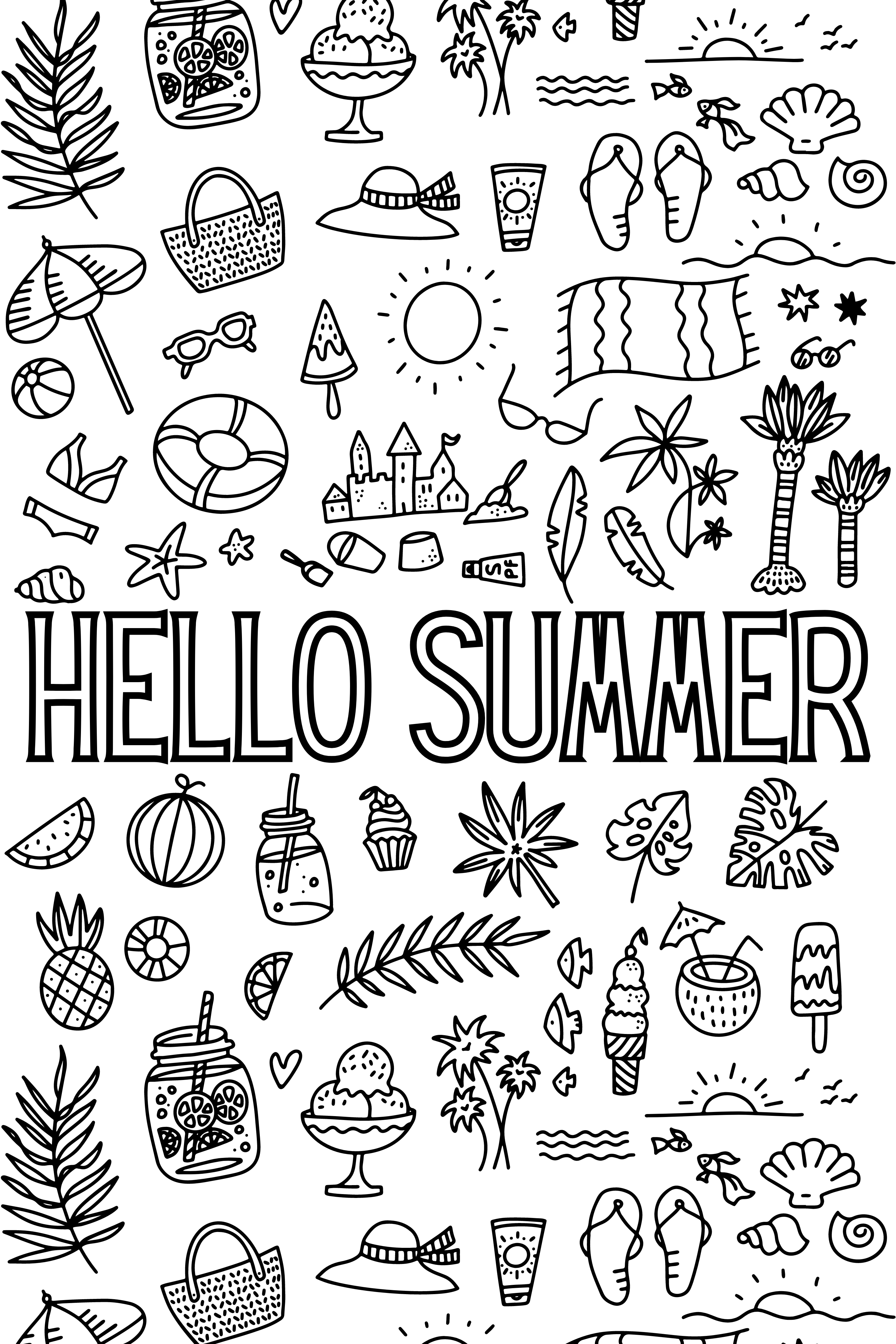 Hello Summer Coloring Pages 