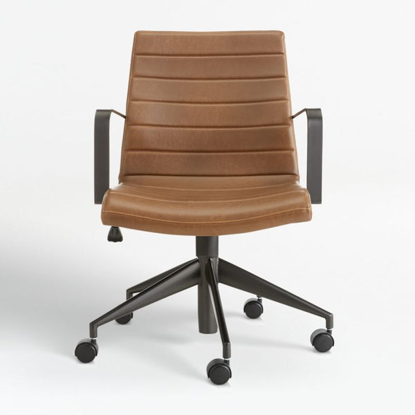 brown desk chair with arms