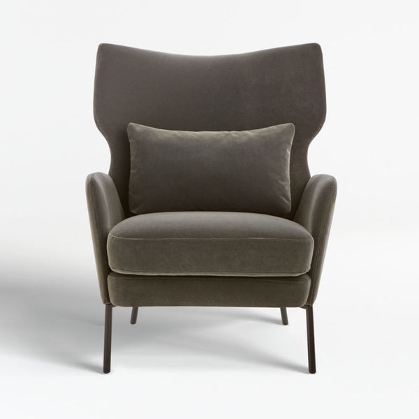 gray velvet arm chair