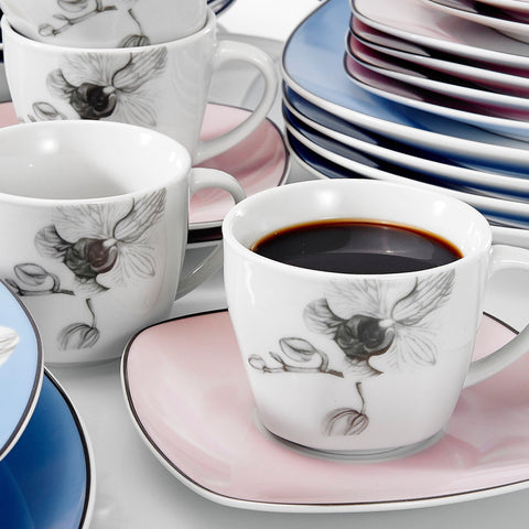 DEBBIE 30-Piece White Porcelain Ceramic White Dinner Combi-Set with Dessert Plate Soup Plate Dinner Plate Cup Saucer - Nordic Side - 30, Ceramic, CombiSet, Cup, DEBBIE, Dessert, Dinner, Piece