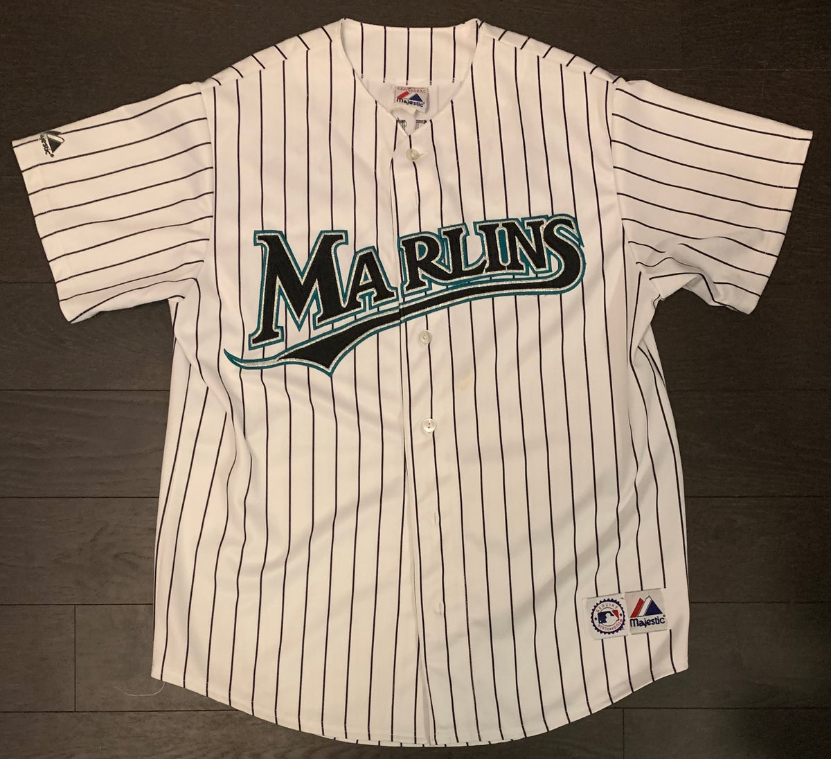IVAN RODRIGUEZ  Florida Marlins 2003 Home Majestic Throwback Baseball  Jersey